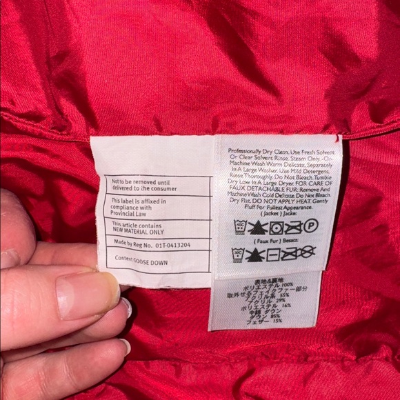EDDIE BAUER Small Red 700 Fill Goose Down Parka Coat Jacket with Hood - Picture 6 of 10